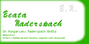 beata maderspach business card